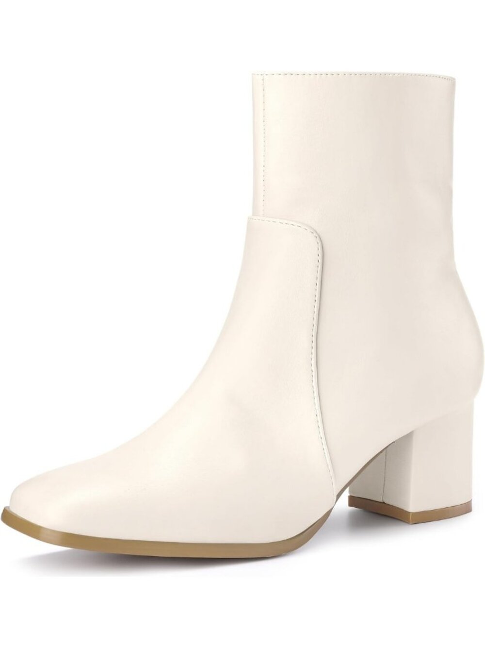 Chic Square Toe Chunky Heel Ankle Boots with Side Zip for Women - Stylish